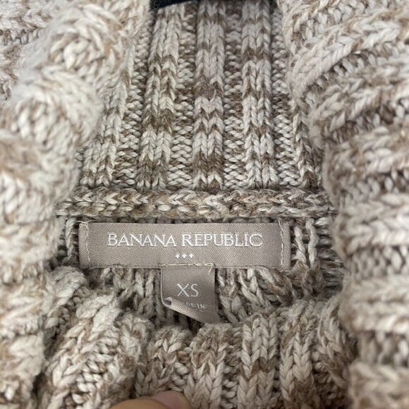 Banana Republic Factory Women's Turtleneck Sweater Size XS Oatmeal Tan Knit - Picture 3 of 7